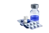 Il·lustració d'un vial i un blíster de medicaments
